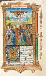 Trykt timebog (brug af Rom): bl. 55r, Korsfæstelsen