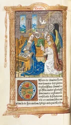 Trykt tidebog (brug af Rom): bl. 60v, Bebudelsen