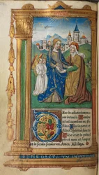Trykt Timebog Brug af Rom: fol.29v, The Visitation, 1510.