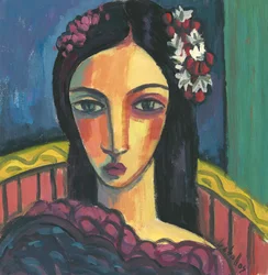 Pige med en blomst i håret, 2012 (gouache på papir)