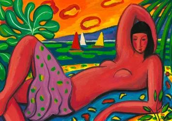 Nøgen på stranden, 2011 (gouache på papir)