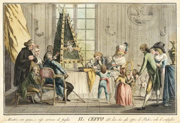 Il Ceppo "fra spil, middage og årlige fester, der er udklædt i Toscana og især i Firenze, pub. 1790