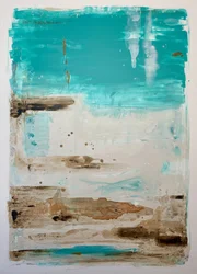 Abstrakt kunst med kyst-krikand