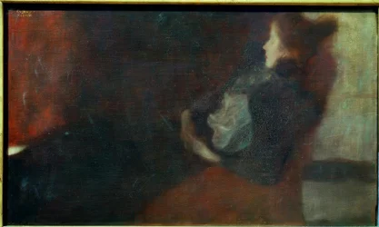 Dame ved pejsen
