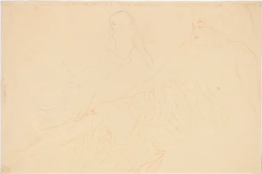liggende nøgenbilleder; Støttet liggende figur, gentagelse til venstre, 1913