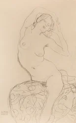 Siddende nøgen, ca 1914-1916.