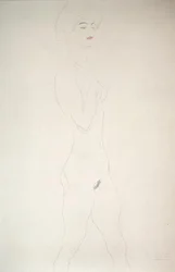 Stående nøgen (blyant på papir)