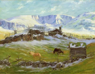 Morgensol over bjerget, Vaga (olie på lærred)
