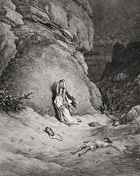 Hagar og Ismael i ørkenen, illustration fra Dore
