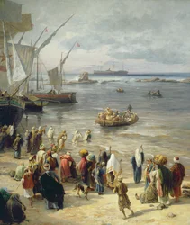 Jaffa, Rekruttering af tyrkiske soldater i Palæstina, 1888 (højre detalje af 226323)