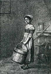 Cosette bærer en spand, illustration fra «Les Misérables» af Victor Hugo