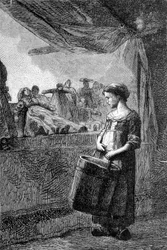 Cosette foran legetøjsbutikken - i "" Les Miserables"" af Victor Hugo, ill. af Brion, red. Hetzel og Lacroix