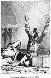 Gavroche var faldet, blot for at rejse sig igen, illustration fra 