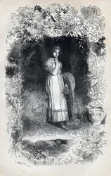 Portræt af forelsket Fantine af Tholomyes - Illustration af Gustave Brion (1824-1877) til "The Miserables - First part: Fantine" af Victor Hugo (1802-1885) 1862