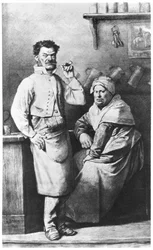 Thénardier-familien, illustration fra Les Misérables af Victor Hugo (1802-85), 1862