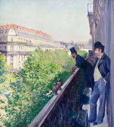 Balkon, boulevard Haussmann, ca. 1880 (olie på lærred)