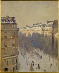 Sne på Boulevard Haussmann, Paris (olie på lærred)