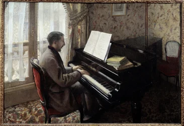 Ung mand spiller klaver. Maleri af Gustave Caillebotte (1848-1894)