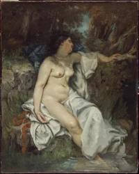 Sovende badende ved en bæk, 1845
