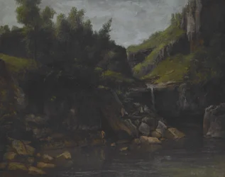 Cascade in a Rocky Landscape, ca. 1872-4 (olie på lærred)