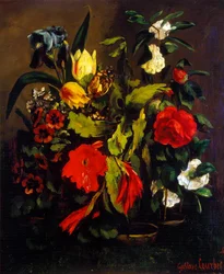 Stilleben af blomster, 1863.