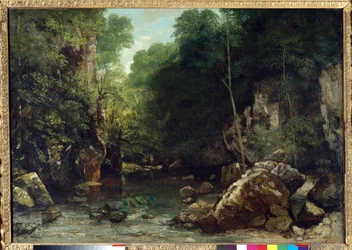 Det overdækkede vandløb, kendt som indgangen til Vallee du Puits-Noir, Doubs: Effect of Twilight Painting af Gustave Courbet (1819-1877) 1865 Dim. 0,94 x 1,35 m. Paris. Orsay Museum