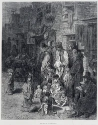 A Street in Whitechapel - i "" London" af Gustave Dore