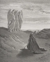 Abraham og de tre engle, illustration fra Dores 