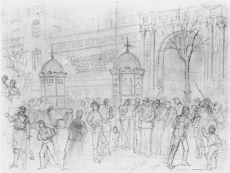 Album of the Siege of Paris, Boulevard Montmartre, januar 1871 (pen og brun blækvask og blyant på papir)