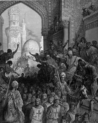 Ankomst til Cairo af korsfarernes fanger, gravering af Gustave Doré. 19. århundrede.