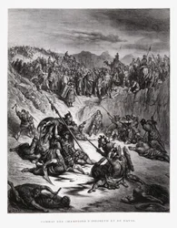 Ish-bosheths og Davids kampsoldater, illustration fra Dore-bibelen