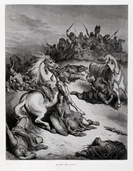 Kong Saul af Israels død, illustration fra Dore-bibelen