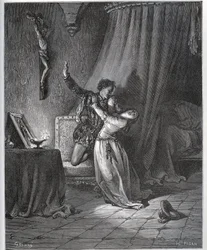 Don Fernand erklærer sin flamme til Dorothee - fra "Don Quixote de la Mancha" af Miguel Cervantes