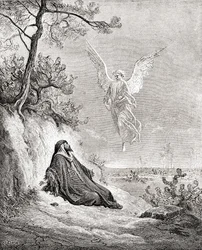 Elias næret af en engel. Efter et værk fra Bibelen af Gustave Dore. From Life and Reminiscences of Gustave Dore, udgivet 1885.