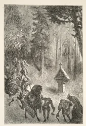 Escorting Guenever from Cameliard, fra Stories of the Days of King Arthur af Charles Henry Hanson, pub.1898