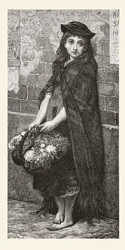 Blomsterpige efter et værk af Gustave Dore. Fra Life and Reminiscences of Gustave Dore, udgivet i 1885.