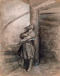 Illustration til eventyret Blåskæg af Charles Perrault, før 1862.