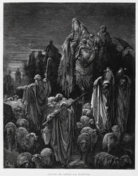 Jakob og hans sønner ankommer til Egypten, Illustration fra Dore-bibelen