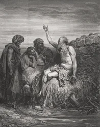 Job og hans venner, Jobs Bog 6:1-4, illustration fra Dorés «Den Hellige Bibel», graveret ved J. Regnier, 1866