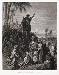 Johannes Døberen prædiker, illustration fra Dore-bibelen