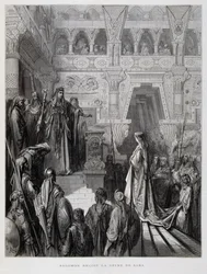 Kong Salomon modtager dronningen af Saba, Illustration fra Dore Bible