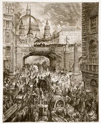 Ludgate Hill, fra "London, a Pilgrimage", skrevet af William Blanchard Jerrold (1826-94) pub. 1872