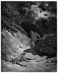 Mordet på Abel begået af Kain - illustration af Gustave Doré til Bibelen