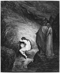 Myrrha, illustration fra „Den guddommelige komedie“ (Inferno) af Dante Alighieri (1265-1321), Paris, udgivet 1885