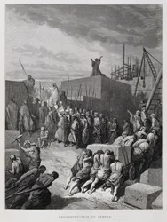 Genopbygning af templet i Jerusalem, illustration fra Dore-biblen
