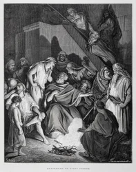Sankt Peter fornægter Kristus, illustration fra Dore-bibelen
