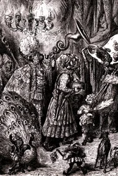 Sømanden Sindbad (Sinbad) - fortællingen om de tusind og en (1001) nat - illustration af Gustave Dore (detalje) - Maxwell-udgave 1865 - Sjette rejse: Til hoffet hos kongen af Serendib