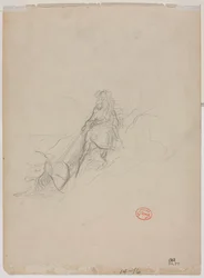 Skitse af jagtscene, ca. 1868.