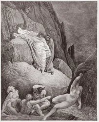 Den Guddommelige Komedie (La Divina Commedia, La Divine Comédie), Inferno, Sang 18: Vergil viser Dante Thaïs