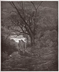 Den guddommelige komedie (La Divina Commedia, La Divine Comedie), Inferno, Canto 1: Hun-ulven dukker op - af Dante Alighieri (1265-1321) - Illustration af Gustave Dore (1832-1883)